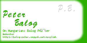 peter balog business card